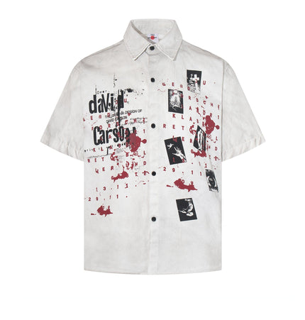 TALKLESSFASHION M / white Jiayiku's 2026 new American wasteland style dirty dyeing distressed niche design short-sleeved shirt ins trendy ruffian