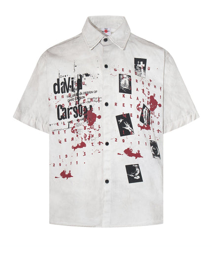 TALKLESSFASHION M / white Jiayiku's 2026 new American wasteland style dirty dyeing distressed niche design short-sleeved shirt ins trendy ruffian
