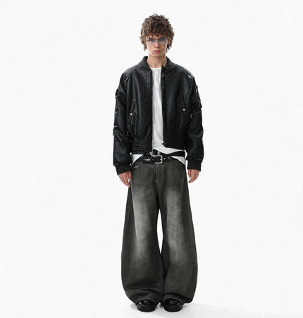 TALKLESSFASHION Mecha Pilot Padded Leather Jacket