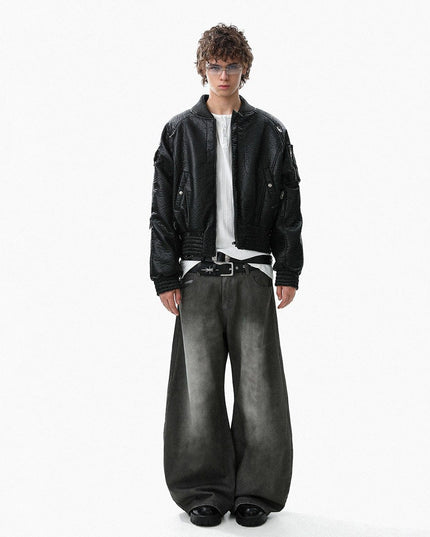 TALKLESSFASHION Mecha Pilot Padded Leather Jacket