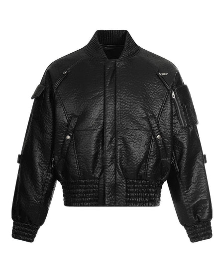 TALKLESSFASHION Mecha Pilot Padded Leather Jacket