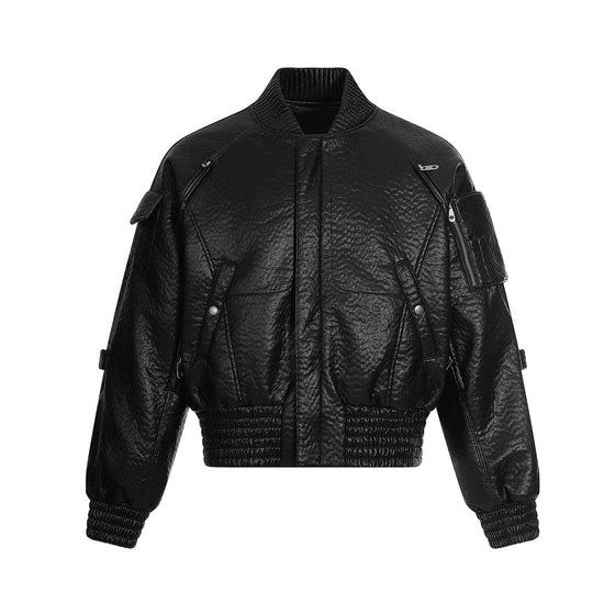 Mecha Pilot Padded Leather Jacket