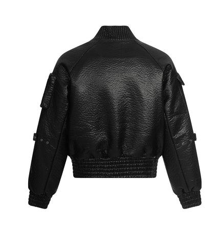 TALKLESSFASHION Mecha Pilot Padded Leather Jacket