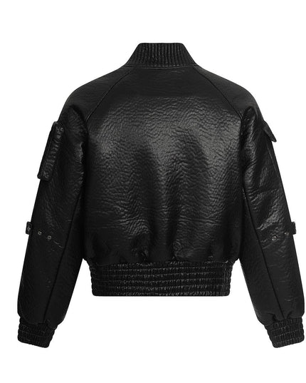 TALKLESSFASHION Mecha Pilot Padded Leather Jacket