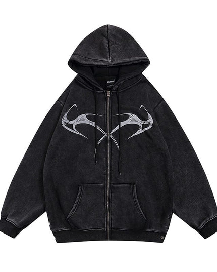 TALKLESSFASHION Men's Printed Hooded Cardigan Coat