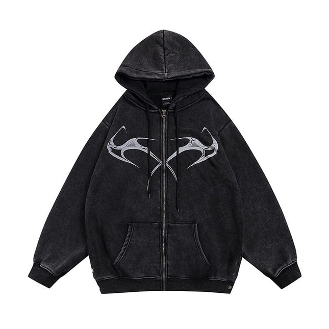 TALKLESSFASHION Men's Printed Hooded Cardigan Coat