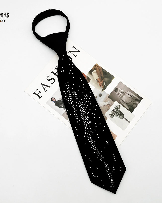 TALKLESSFASHION Meteor Hot Diamond Tie (In stock) Le Chao full hot diamonds tie