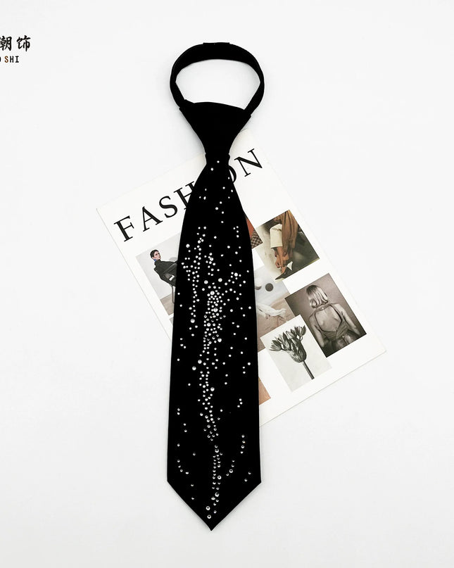 TALKLESSFASHION Meteor Hot Diamond Tie (In stock) Le Chao full hot diamonds tie