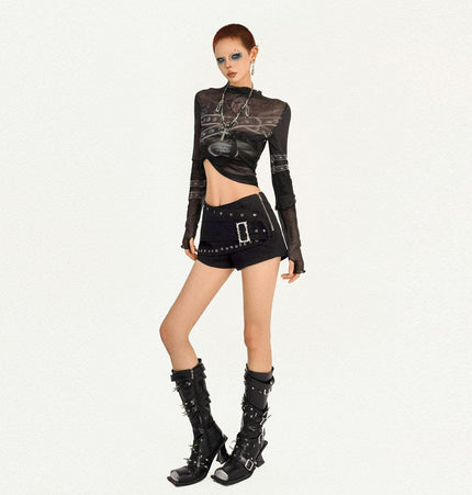 TALKLESSFASHION Milk Cool Molly Original design studded black ultra shorts female punk hot girl low-waisted slimming American hot pants