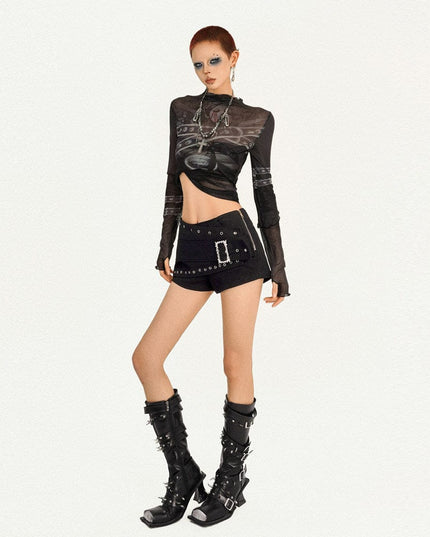 TALKLESSFASHION Milk Cool Molly Original design studded black ultra shorts female punk hot girl low-waisted slimming American hot pants