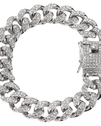 TALKLESSFASHION MS Full Diamond Bracelet 13MM Hip Hop American Hip Street Full Diamond Rap Rap Anklet Cuban Chain Men's Bracelet