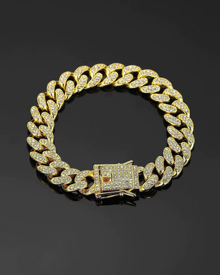 TALKLESSFASHION MS Full Diamond Bracelet 13MM Hip Hop American Hip Street Full Diamond Rap Rap Anklet Cuban Chain Men's Bracelet