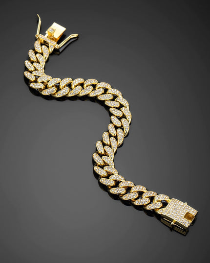 TALKLESSFASHION MS Full Diamond Bracelet 13MM Hip Hop American Hip Street Full Diamond Rap Rap Anklet Cuban Chain Men's Bracelet