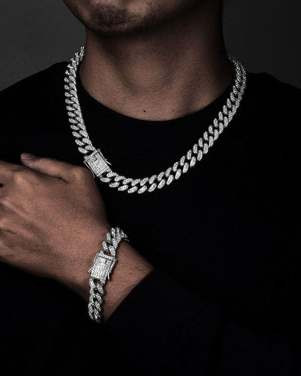 TALKLESSFASHION MS Full Diamond Bracelet 13MM Hip Hop American Hip Street Full Diamond Rap Rap Anklet Cuban Chain Men's Bracelet