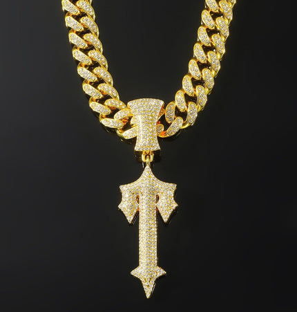 TALKLESSFASHION MS Sword Cuban Chain American Hip Hop Diamond Full Diamond Trend Hiphop Rap Rap Premium Pendant Men's Necklace
