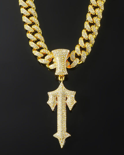 TALKLESSFASHION MS Sword Cuban Chain American Hip Hop Diamond Full Diamond Trend Hiphop Rap Rap Premium Pendant Men's Necklace