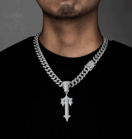 TALKLESSFASHION MS Sword Cuban Chain American Hip Hop Diamond Full Diamond Trend Hiphop Rap Rap Premium Pendant Men's Necklace