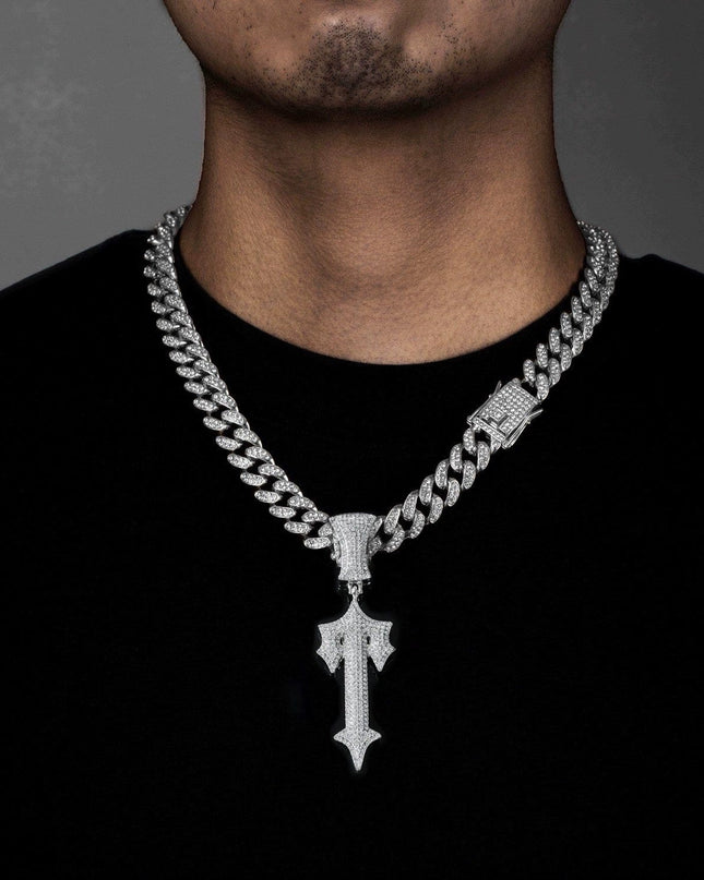 TALKLESSFASHION MS Sword Cuban Chain American Hip Hop Diamond Full Diamond Trend Hiphop Rap Rap Premium Pendant Men's Necklace
