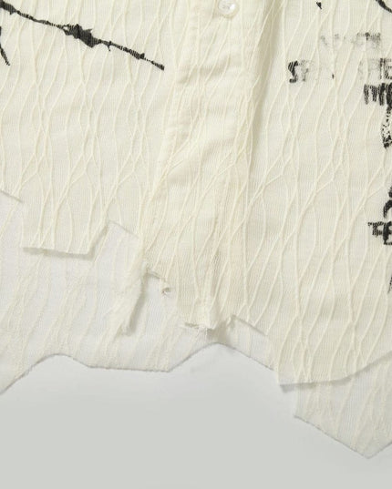 TALKLESSFASHION Niche Deconstructed Pleated Graffiti Shirt