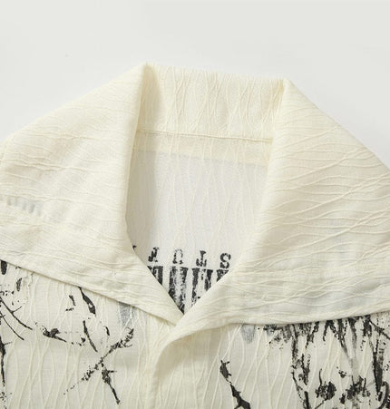TALKLESSFASHION Niche Deconstructed Pleated Graffiti Shirt