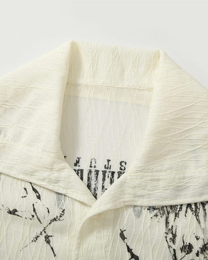 TALKLESSFASHION Niche Deconstructed Pleated Graffiti Shirt