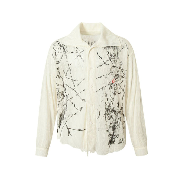 Niche Deconstructed Pleated Graffiti Shirt