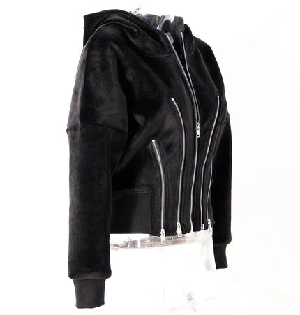 TALKLESSFASHION Niche Gold Velvet Cropped Hood