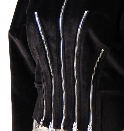 TALKLESSFASHION Niche Gold Velvet Cropped Hood