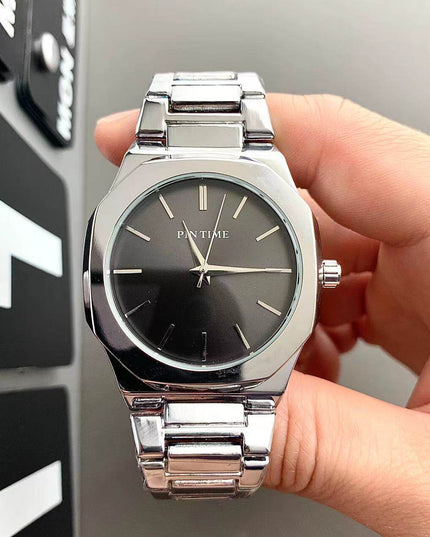 TALKLESSFASHION Noble Silver Black Square silver band square watch