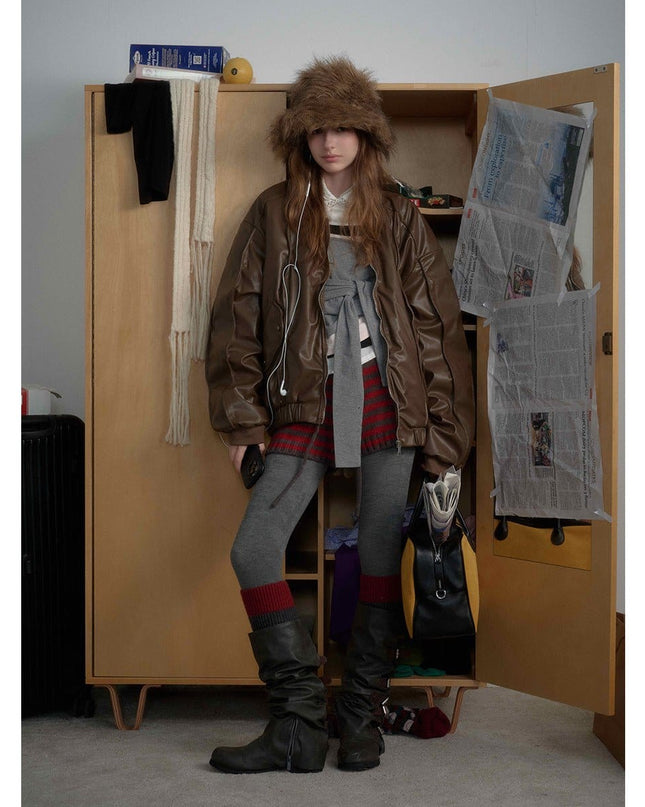 TALKLESSFASHION Old Money Pilot Leather Jacket
