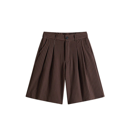 TALKLESSFASHION Old Money Pleated Striped Shorts