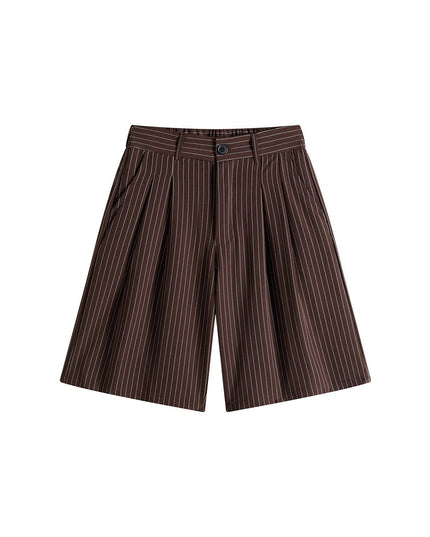 TALKLESSFASHION Old Money Pleated Striped Shorts