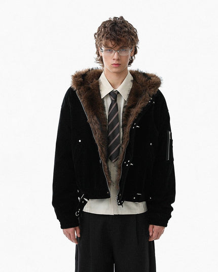 TALKLESSFASHION Old Money Suede Wool Collar Jacket