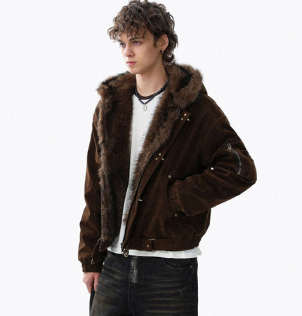 TALKLESSFASHION Old Money Suede Wool Collar Jacket