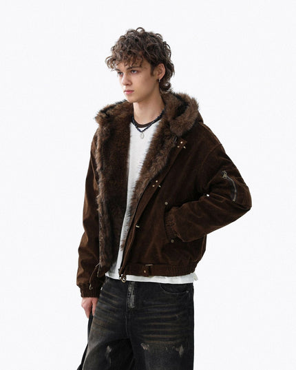 TALKLESSFASHION Old Money Suede Wool Collar Jacket