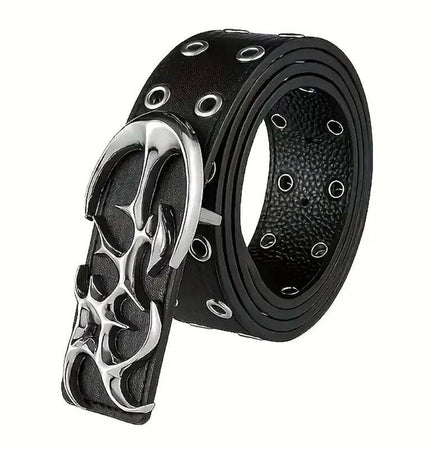 TALKLESSFASHION One size 110cm / black New Stylish Y2K Hollow PU Leather Fashion Punk Belt For Men