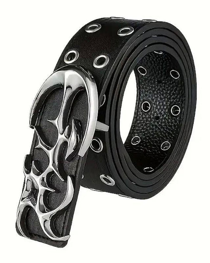 TALKLESSFASHION One size 110cm / black New Stylish Y2K Hollow PU Leather Fashion Punk Belt For Men