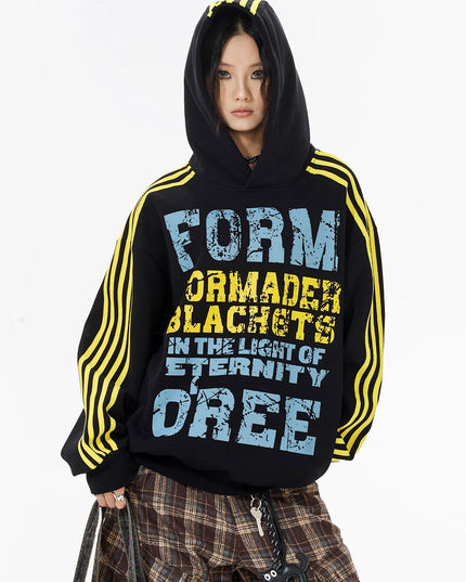 TALKLESSFASHION OREETA American vintage mottled distressed letter print hoodie hoodie men's and women's trendy couple hoodies