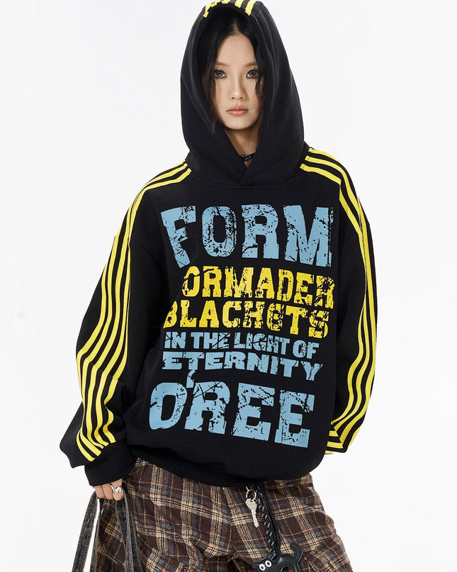 TALKLESSFASHION OREETA American vintage mottled distressed letter print hoodie hoodie men's and women's trendy couple hoodies