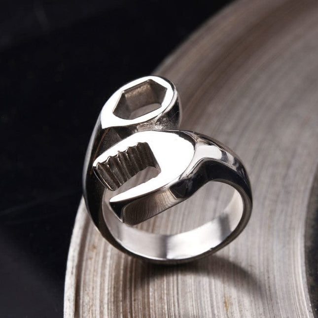 TALKLESSFASHION Original trendy brand punk Harley, trendy men's ring, single, European and American retro, domineering, simple personality, student ring black