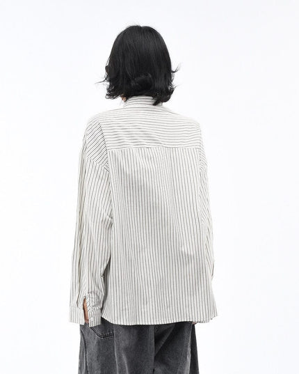 TALKLESSFASHION OV original American vintage striped shawl design long sleeve shirt men's and women's autumn street loose casual shirt trend
