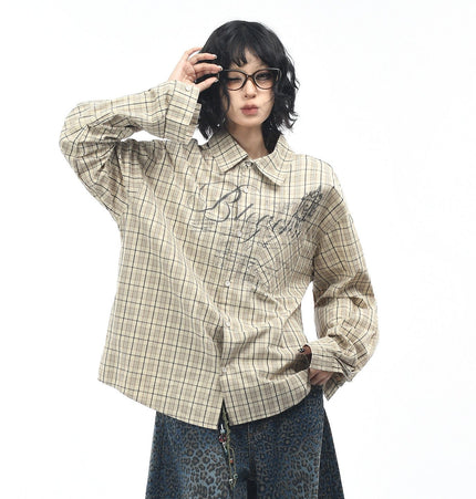 TALKLESSFASHION OV original autumn new American retro plaid shirt jacket men's and women's loose casual shirt long-sleeved top trend