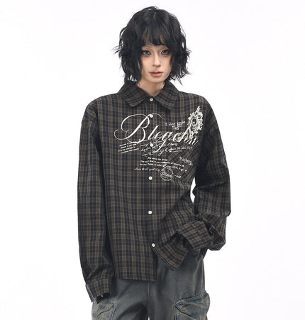 TALKLESSFASHION OV original autumn new American retro plaid shirt jacket men's and women's loose casual shirt long-sleeved top trend