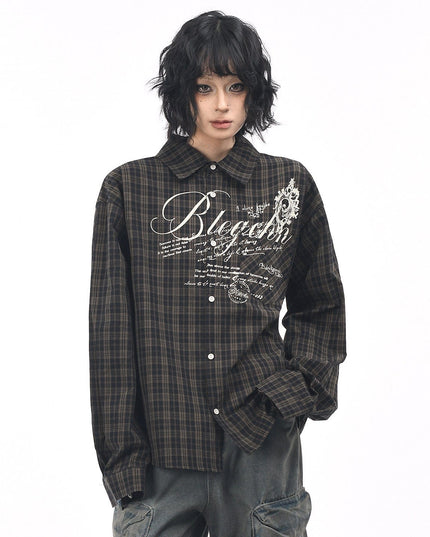 TALKLESSFASHION OV original autumn new American retro plaid shirt jacket men's and women's loose casual shirt long-sleeved top trend