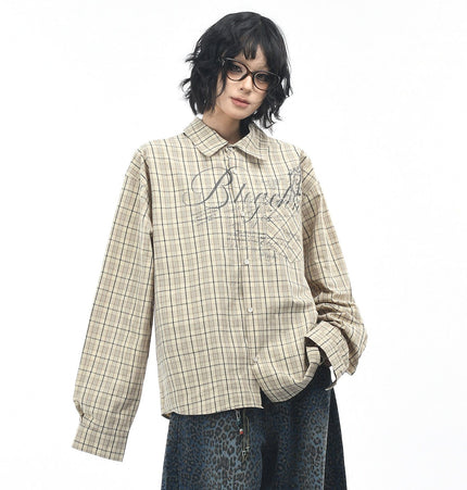 TALKLESSFASHION OV original autumn new American retro plaid shirt jacket men's and women's loose casual shirt long-sleeved top trend