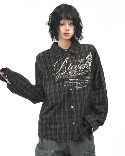 TALKLESSFASHION OV original autumn new American retro plaid shirt jacket men's and women's loose casual shirt long-sleeved top trend