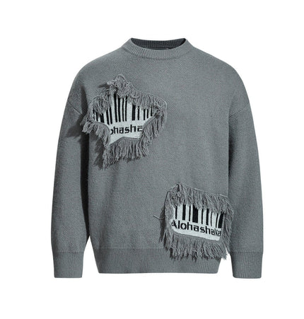 TALKLESSFASHION Pentagram Fringe Knit Sweater