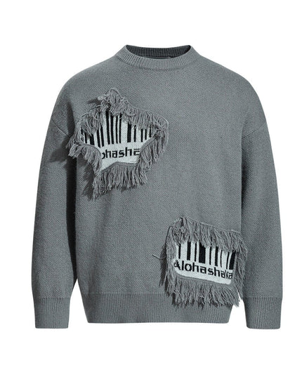TALKLESSFASHION Pentagram Fringe Knit Sweater