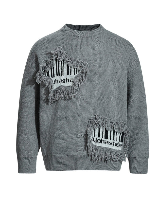 TALKLESSFASHION Pentagram Fringe Knit Sweater