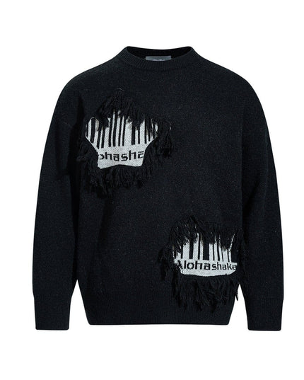 TALKLESSFASHION Pentagram Fringe Knit Sweater